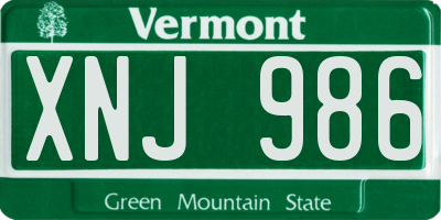 VT license plate XNJ986