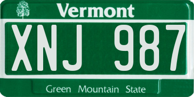 VT license plate XNJ987
