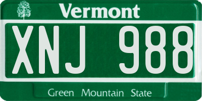 VT license plate XNJ988