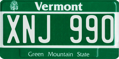 VT license plate XNJ990