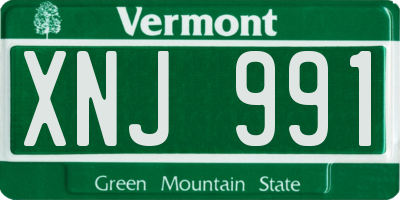 VT license plate XNJ991