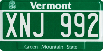 VT license plate XNJ992