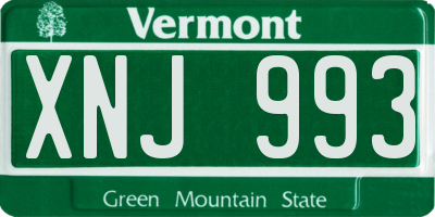VT license plate XNJ993