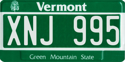 VT license plate XNJ995