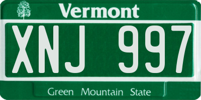 VT license plate XNJ997
