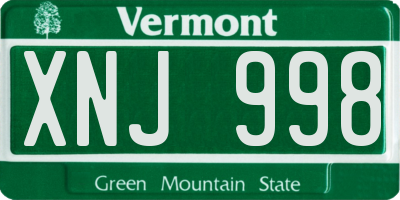 VT license plate XNJ998