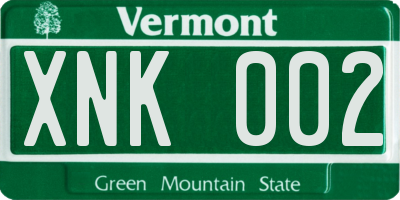 VT license plate XNK002