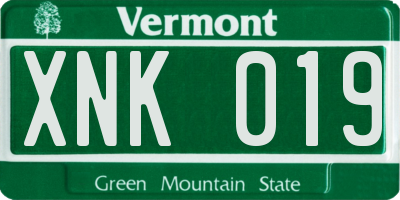 VT license plate XNK019