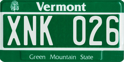 VT license plate XNK026