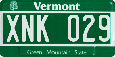 VT license plate XNK029