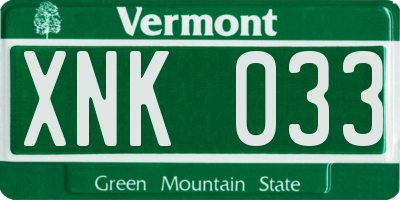 VT license plate XNK033