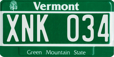VT license plate XNK034
