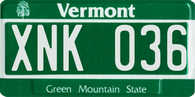 VT license plate XNK036