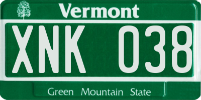 VT license plate XNK038