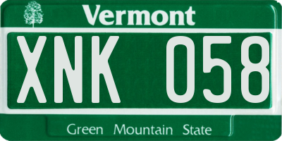 VT license plate XNK058