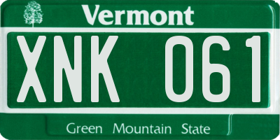 VT license plate XNK061