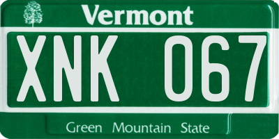 VT license plate XNK067