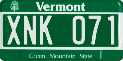 VT license plate XNK071