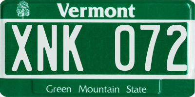 VT license plate XNK072