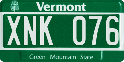 VT license plate XNK076