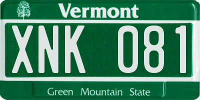 VT license plate XNK081
