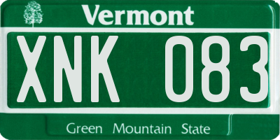 VT license plate XNK083