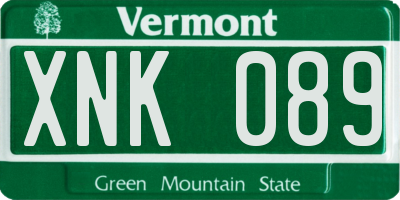 VT license plate XNK089