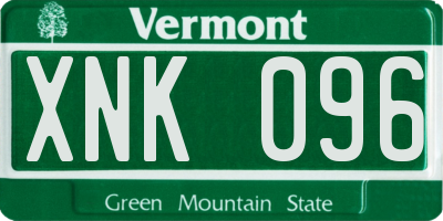 VT license plate XNK096