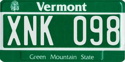 VT license plate XNK098