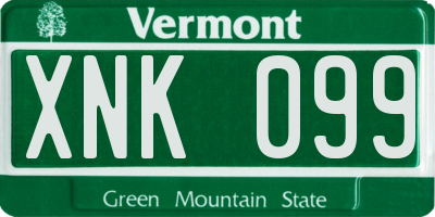 VT license plate XNK099