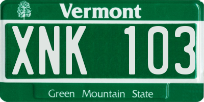 VT license plate XNK103