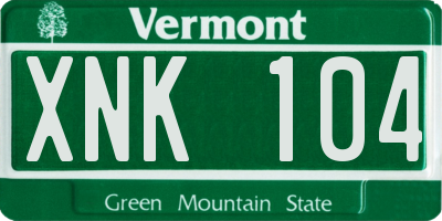 VT license plate XNK104