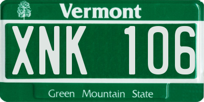 VT license plate XNK106