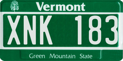 VT license plate XNK183