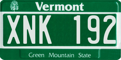 VT license plate XNK192