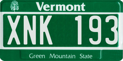 VT license plate XNK193