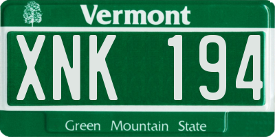 VT license plate XNK194