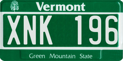 VT license plate XNK196