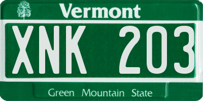 VT license plate XNK203