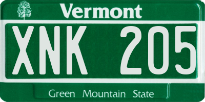 VT license plate XNK205