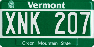 VT license plate XNK207
