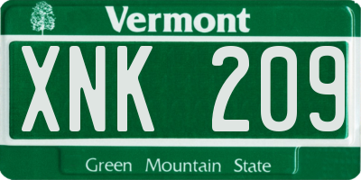VT license plate XNK209