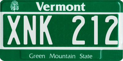 VT license plate XNK212