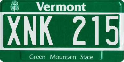 VT license plate XNK215