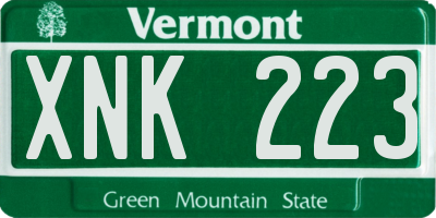 VT license plate XNK223