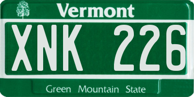 VT license plate XNK226