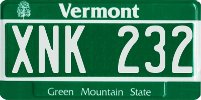 VT license plate XNK232