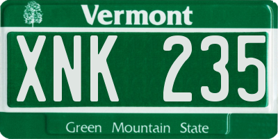 VT license plate XNK235