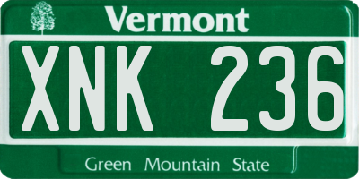 VT license plate XNK236