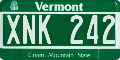 VT license plate XNK242